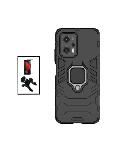 Kit Vidro Premium Full Cover + Capa Military  + Suporte Magnético Reforçado para Xiaomi Redmi K50i - Preto