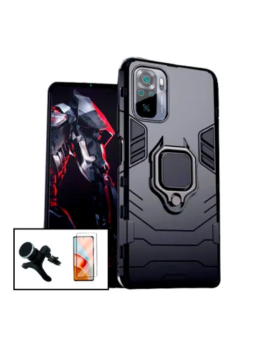 Kit Vidro Premium Full Cover + Capa Military  + Suporte Magnético Reforçado para Xiaomi Redmi Note 10