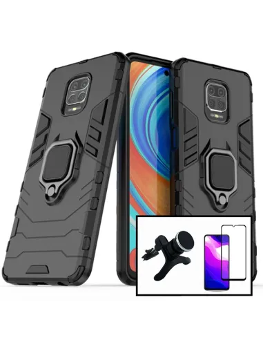 Kit Vidro Premium Full Cover + Capa Military  + Suporte Magnético Reforçado para Xiaomi Redmi Note 10 Lite