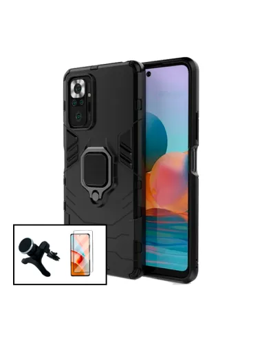 Kit Vidro Premium Full Cover + Capa Military  + Suporte Magnético Reforçado para Xiaomi Redmi Note 10 Pro+