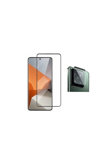 Kit Película de Camara Traseira + Vidro Temperado 5D Full Cover Phonecare para Xiaomi 14 - Transparente/Preto