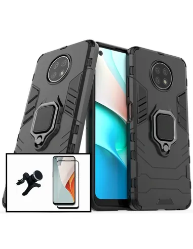 Kit Vidro Premium Full Cover + Capa Military  + Suporte Magnético Reforçado para Xiaomi Redmi Note 9 5G