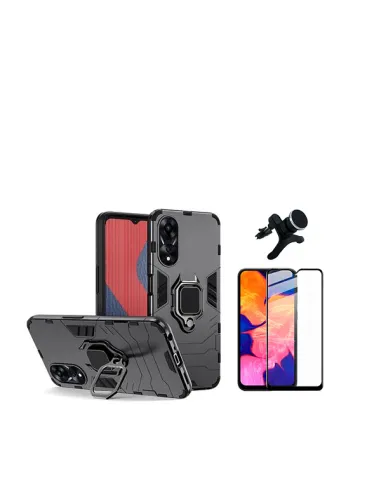 Kit Vidro Premium Full Cover + Capa Military  + Suporte Magnético Reforçado  para Oppo A38 4G - Preto