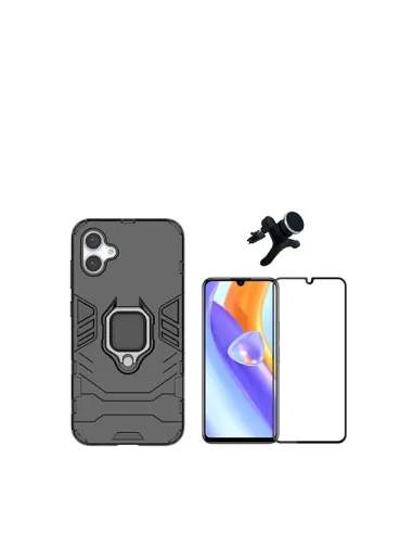 Kit Vidro Premium Full Cover + Capa Military  + Suporte Magnético Reforçado  para Samsung Galaxy A05 - Preto