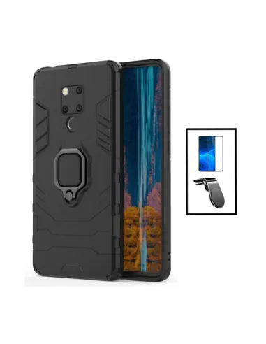 Kit Vidro Premium Full Cover + Capa Military  + Suporte Magnético L para Huawei Mate 20X 5G - Preto