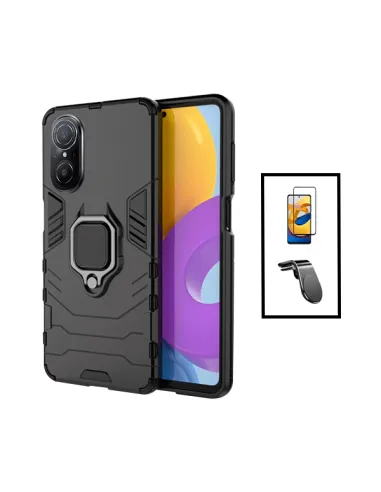 Kit Vidro Premium Full Cover + Capa Military  + Suporte Magnético L para Huawei Nova 9 SE - Preto