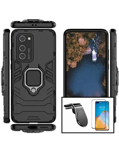 Kit Vidro Premium Full Cover + Capa Military  + Suporte Magnético L para Huawei Y6P