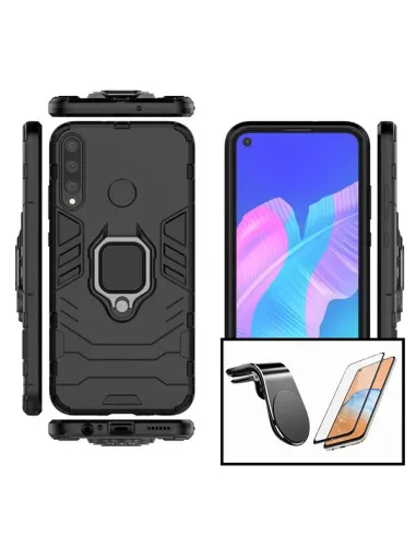 Kit Vidro Premium Full Cover + Capa Military  + Suporte Magnético L para Huawei Y7p