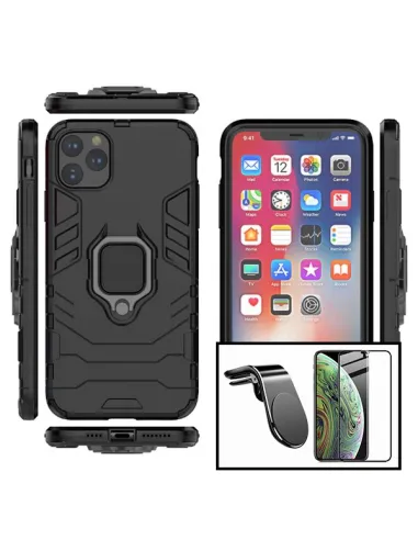 Kit Vidro Premium Full Cover + Capa Military  + Suporte Magnético L para iPhone 13