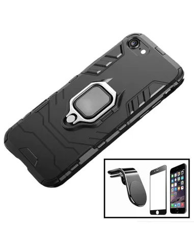 Kit Vidro Premium Full Cover + Capa Military  + Suporte Magnético L para iPhone SE New 2020