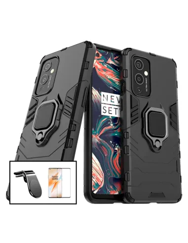 Kit Vidro Premium Full Cover + Capa Military  + Suporte Magnético L para OnePlus 9