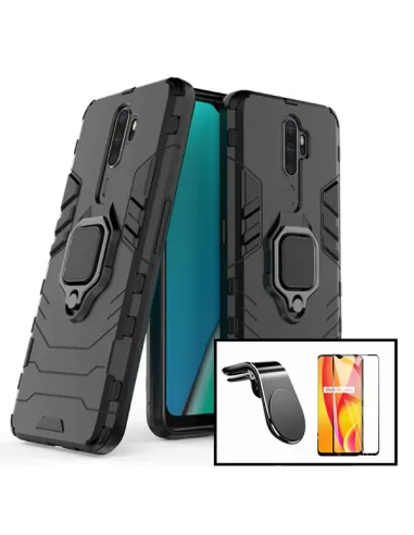 Kit Vidro Premium Full Cover + Capa Military  + Suporte Magnético L para Oppo A11