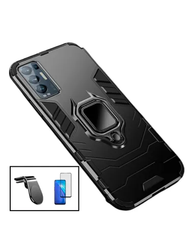 Kit Vidro Premium Full Cover + Capa Military  + Suporte Magnético L para Oppo Find X3 Neo