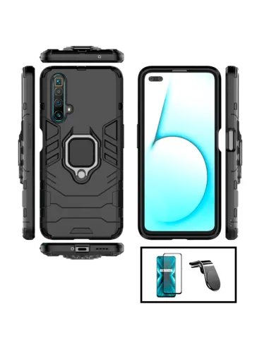 Kit Vidro Premium Full Cover + Capa Military  + Suporte Magnético L para Realme X3 Super Zoom