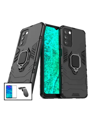 Kit Vidro Premium Full Cover + Capa Military  + Suporte Magnético L para Samsung Galaxy A03s