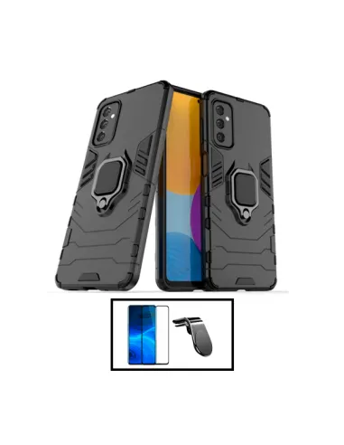 Kit Vidro Premium Full Cover + Capa Military  + Suporte Magnético L para Samsung Galaxy A04s - Preto