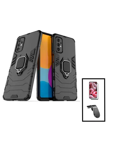 Kit Vidro Premium Full Cover + Capa Military  + Suporte Magnético L para Samsung Galaxy A23 5G - Preto