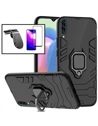 Kit Vidro Premium Full Cover + Capa Military  + Suporte Magnético L para Samsung Galaxy A30s