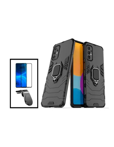 Kit Vidro Premium Full Cover + Capa Military  + Suporte Magnético L para Samsung Galaxy A33 5G - Preto