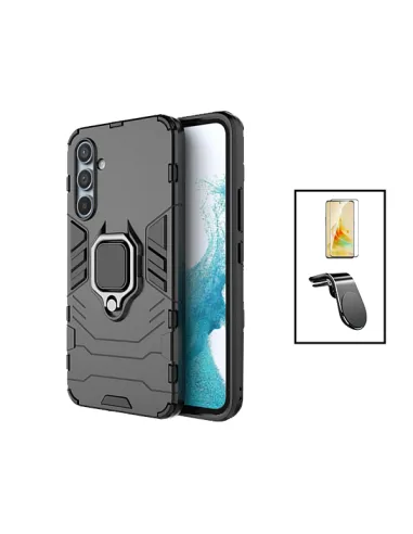 Kit Vidro Premium Full Cover + Capa Military  + Suporte Magnético L para Samsung Galaxy A54 5G - Preto