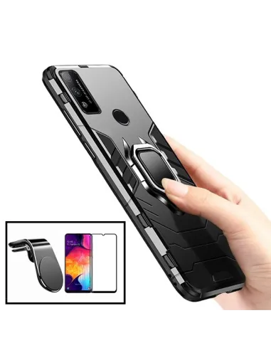 Kit Vidro Premium Full Cover + Capa Military  + Suporte Magnético L para Samsung Galaxy M30s