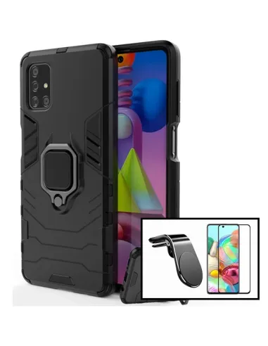 Kit Vidro Premium Full Cover + Capa Military  + Suporte Magnético L para Samsung Galaxy M51