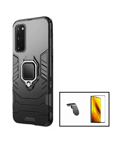 Kit Vidro Premium Full Cover + Capa Military  + Suporte Magnético L para Samsung Galaxy S21