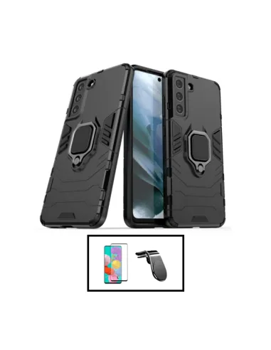 Kit Vidro Premium Full Cover + Capa Military  + Suporte Magnético L para Samsung Galaxy S22 5G