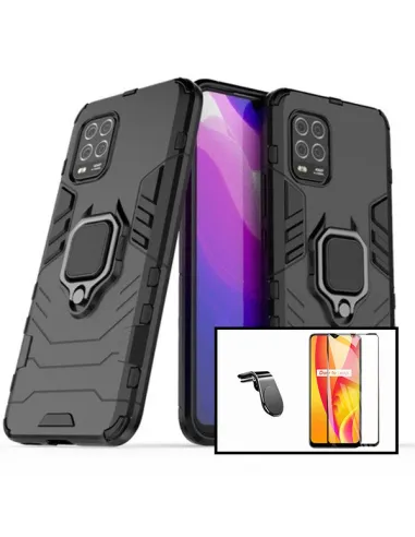 Kit Vidro Premium Full Cover + Capa Military  + Suporte Magnético L para Xiaomi Mi 10 Lite 5G