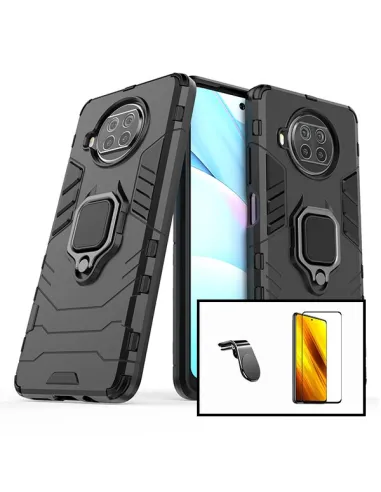 Kit Vidro Premium Full Cover + Capa Military  + Suporte Magnético L para Xiaomi Mi 10T 5G