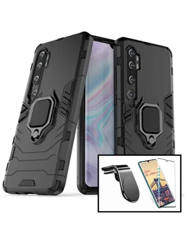 Kit Vidro Premium Full Cover + Capa Military  + Suporte Magnético L para Xiaomi Mi Note 10 Lite