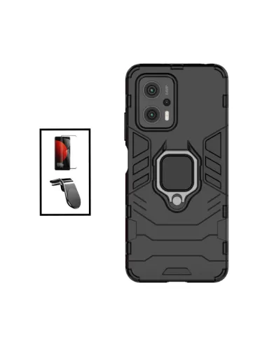 Kit Vidro Premium Full Cover + Capa Military  + Suporte Magnético L para Xiaomi Poco X4 GT - Preto