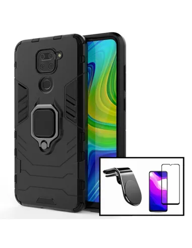 Kit Vidro Premium Full Cover + Capa Military  + Suporte Magnético L para Xiaomi Redmi 10X 4G