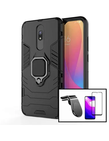 Kit Vidro Premium Full Cover + Capa Military  + Suporte Magnético L para Xiaomi Redmi 8a Pro