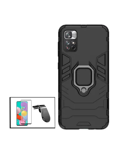 Kit Vidro Premium Full Cover + Capa Military  + Suporte Magnético L para Xiaomi Redmi Note 11