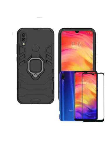 Kit Vidro Premium Full Cover + Capa Military  Anti-Impacto para Xiaomi Redmi Note 7