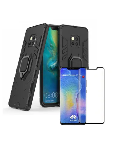 Kit Vidro Premium Full Cover + Capa Military  para Huawei Mate 20 Pro