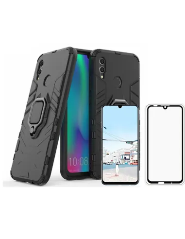 Kit Vidro Premium Full Cover + Capa Military  para Huawei P Smart 2019