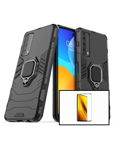 Kit Vidro Premium Full Cover + Capa Military  para Huawei P Smart Pro 2019