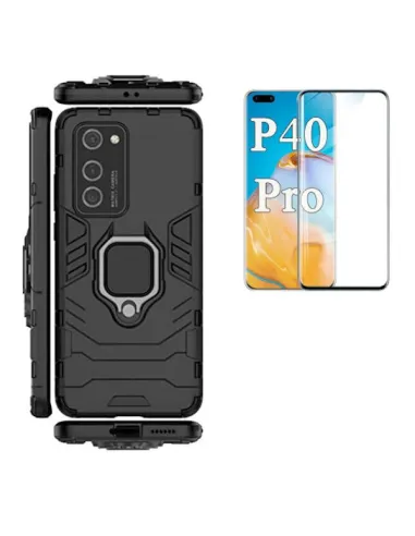 Kit Vidro Premium Full Cover + Capa Military  para Huawei P40 Pro