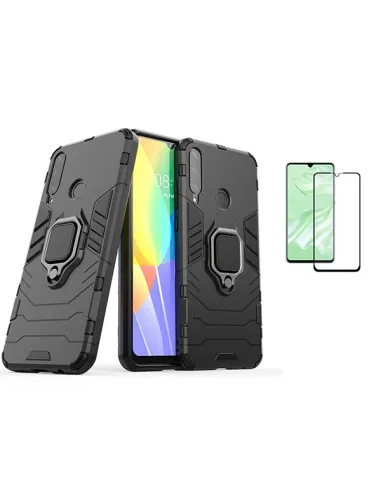 Kit Vidro Premium Full Cover + Capa Military  para Huawei Y6P