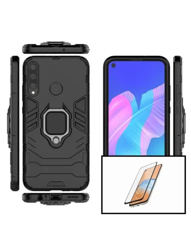 Kit Vidro Premium Full Cover + Capa Military  para Huawei Y7p