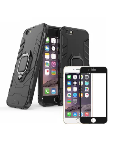 Kit Vidro Premium Full Cover + Capa Military  para iPhone 6 Plus / 6S Plus