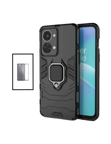 Kit Vidro Premium Full Cover + Capa Military  para OnePlus Nord 2T - Preto