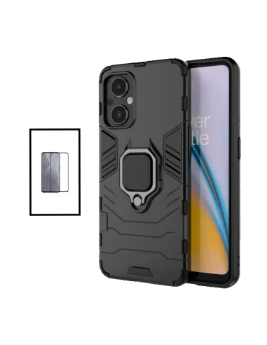 Kit Vidro Premium Full Cover + Capa Military  para OnePlus Nord N20 5G - Preto