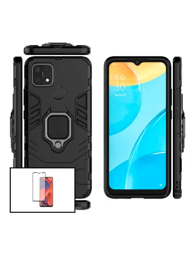 Kit Vidro Premium Full Cover + Capa Military  para Oppo A15