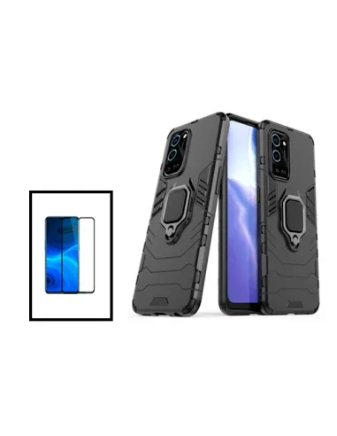 Kit Vidro Premium Full Cover + Capa Military  para Oppo A56 5G - Preto