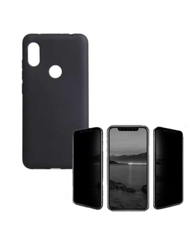 Kit Película de Vidro anti-spy + Capa Silicone Líquido para Huawei Y6 2019