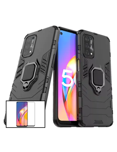 Kit Vidro Premium Full Cover + Capa Military  para Oppo A74 5G