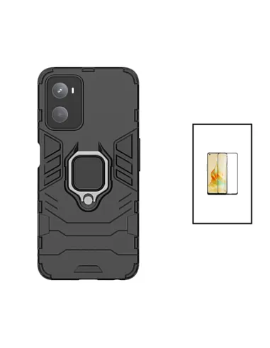 Kit Vidro Premium Full Cover + Capa Military  para Oppo A76 - Preto